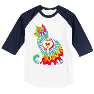 Cat Tie Dye Colorful Pet Mom Dad Lover Meow Baseball Sleeve Shirt