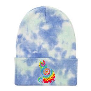 Cat Tie Dye Colorful Pet Mom Dad Lover Meow Tie Dye 12in Knit Beanie