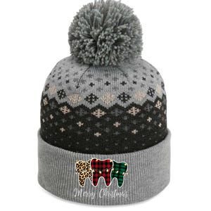 Christmas Tooth Dentist Dental Assistant Teeth Leopard Plaid The Baniff Cuffed Pom Beanie