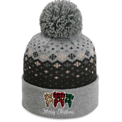 Christmas Tooth Dentist Dental Assistant Teeth Leopard Plaid The Baniff Cuffed Pom Beanie