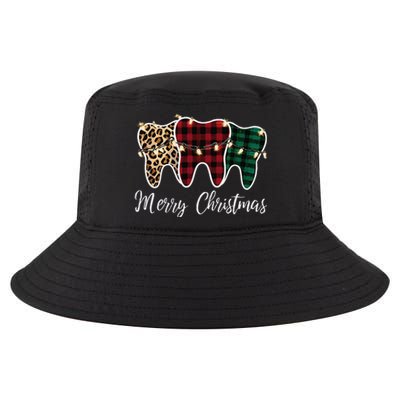 Christmas Tooth Dentist Dental Assistant Teeth Leopard Plaid Cool Comfort Performance Bucket Hat