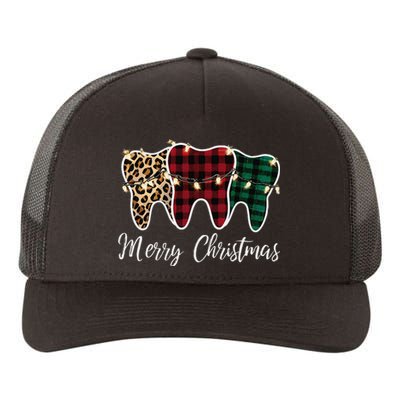 Christmas Tooth Dentist Dental Assistant Teeth Leopard Plaid Yupoong Adult 5-Panel Trucker Hat