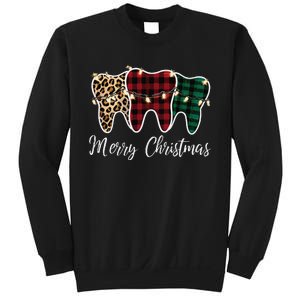 Christmas Tooth Dentist Dental Assistant Teeth Leopard Plaid Sweatshirt