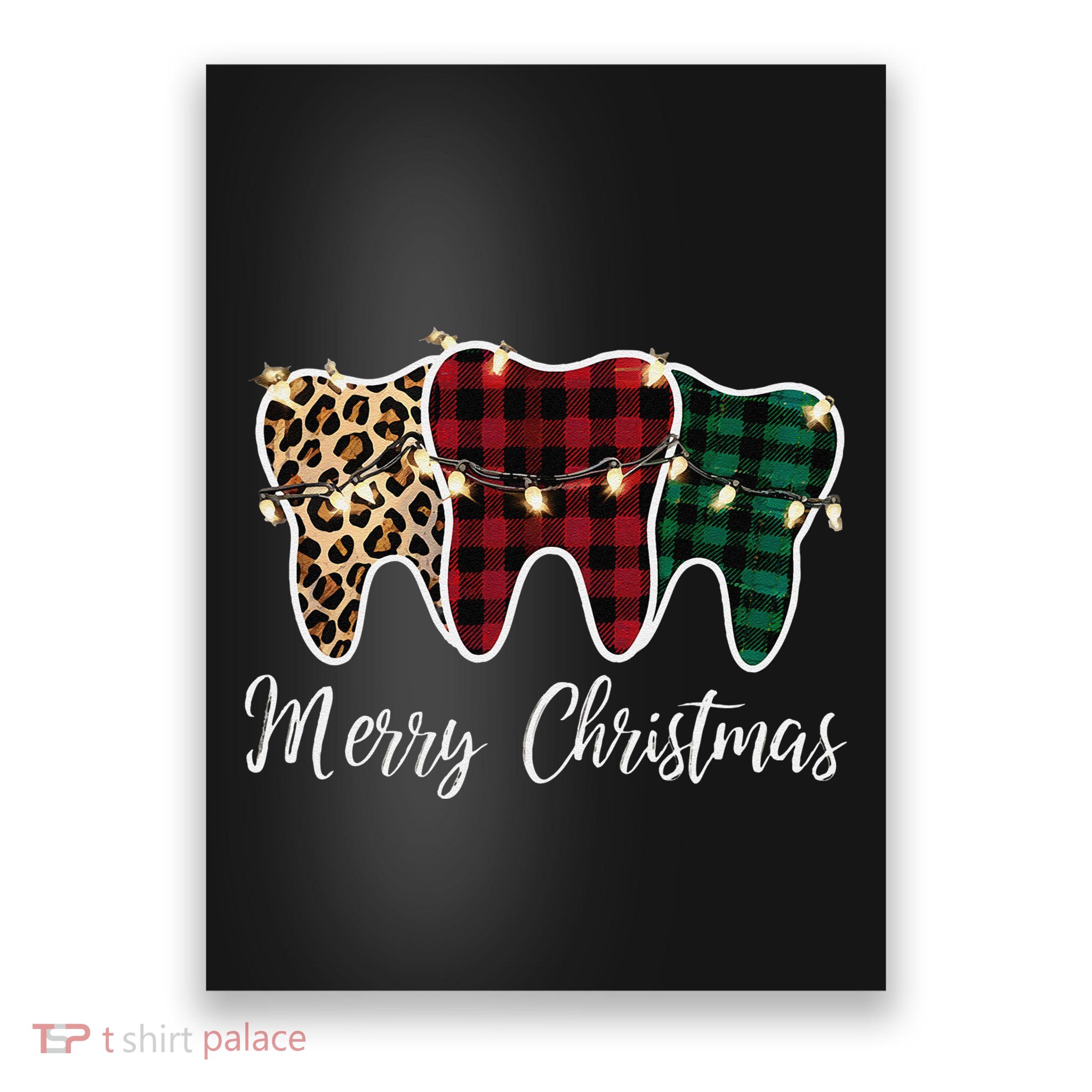 Christmas Tooth Dentist Dental Assistant Teeth Leopard Plaid Poster