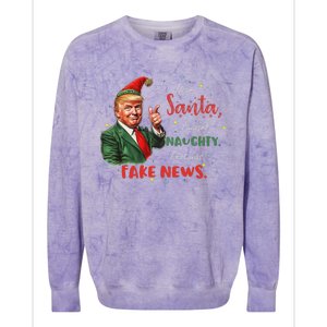 Christmas Trump Dear Santa Fake News Funny Xmas Trump 47 Colorblast Crewneck Sweatshirt