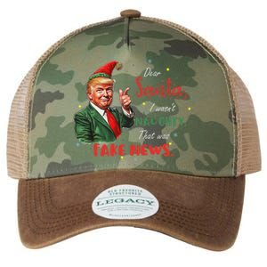 Christmas Trump Dear Santa Fake News Funny Xmas Trump 47 Legacy Tie Dye Trucker Hat