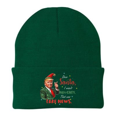 Christmas Trump Dear Santa Fake News Funny Xmas Trump 47 Knit Cap Winter Beanie