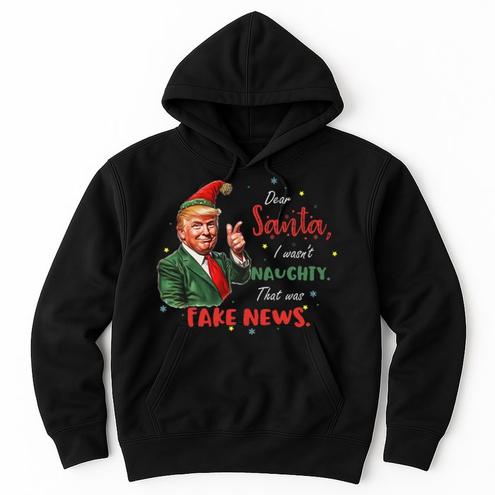 Christmas Trump Dear Santa Fake News Funny Xmas Trump 47 Hoodie