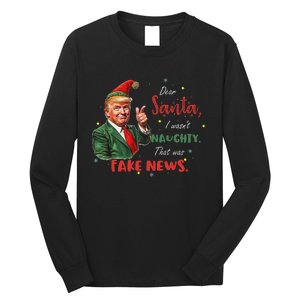 Christmas Trump Dear Santa Fake News Funny Xmas Trump 47 Long Sleeve Shirt