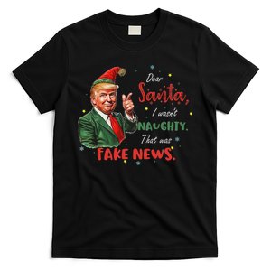 Christmas Trump Dear Santa Fake News Funny Xmas Trump 47 T-Shirt