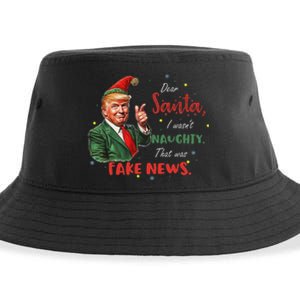 Christmas Trump Dear Santa Fake News Funny Xmas Trump 47 Sustainable Bucket Hat