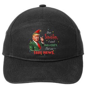 Christmas Trump Dear Santa Fake News Funny Xmas Trump 47 7-Panel Snapback Hat