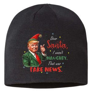 Christmas Trump Dear Santa Fake News Funny Xmas Trump 47 Sustainable Beanie