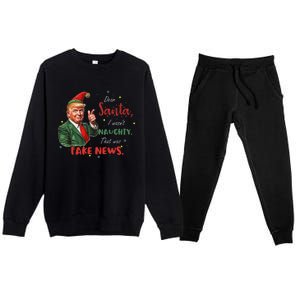 Christmas Trump Dear Santa Fake News Funny Xmas Trump 47 Premium Crewneck Sweatsuit Set