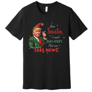 Christmas Trump Dear Santa Fake News Funny Xmas Trump 47 Premium T-Shirt