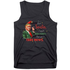 Christmas Trump Dear Santa Fake News Funny Xmas Trump 47 Tank Top