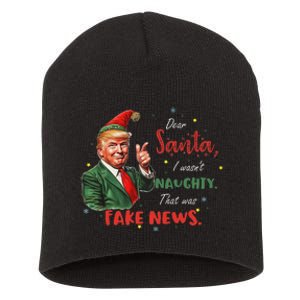 Christmas Trump Dear Santa Fake News Funny Xmas Trump 47 Short Acrylic Beanie