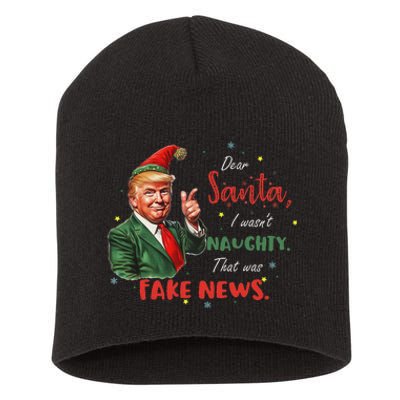 Christmas Trump Dear Santa Fake News Funny Xmas Trump 47 Short Acrylic Beanie