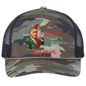 Christmas Trump Dear Santa Fake News Funny Xmas Trump 47 Retro Rope Trucker Hat Cap