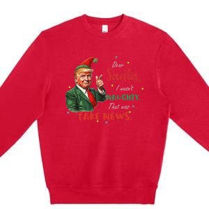 Christmas Trump Dear Santa Fake News Funny Xmas Trump 47 Premium Crewneck Sweatshirt