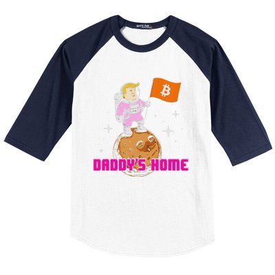 Cute Trump DaddyS Home Bitcoin Bullrun Humor Comeback Team Baseball Sleeve Shirt