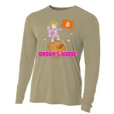 Cute Trump DaddyS Home Bitcoin Bullrun Humor Comeback Team Cooling Performance Long Sleeve Crew