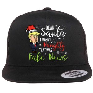 Christmas Trump Dear Santa Fake News Funny Xmas Flat Bill Trucker Hat