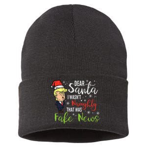 Christmas Trump Dear Santa Fake News Funny Xmas Sustainable Knit Beanie