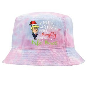 Christmas Trump Dear Santa Fake News Funny Xmas Tie-Dyed Bucket Hat