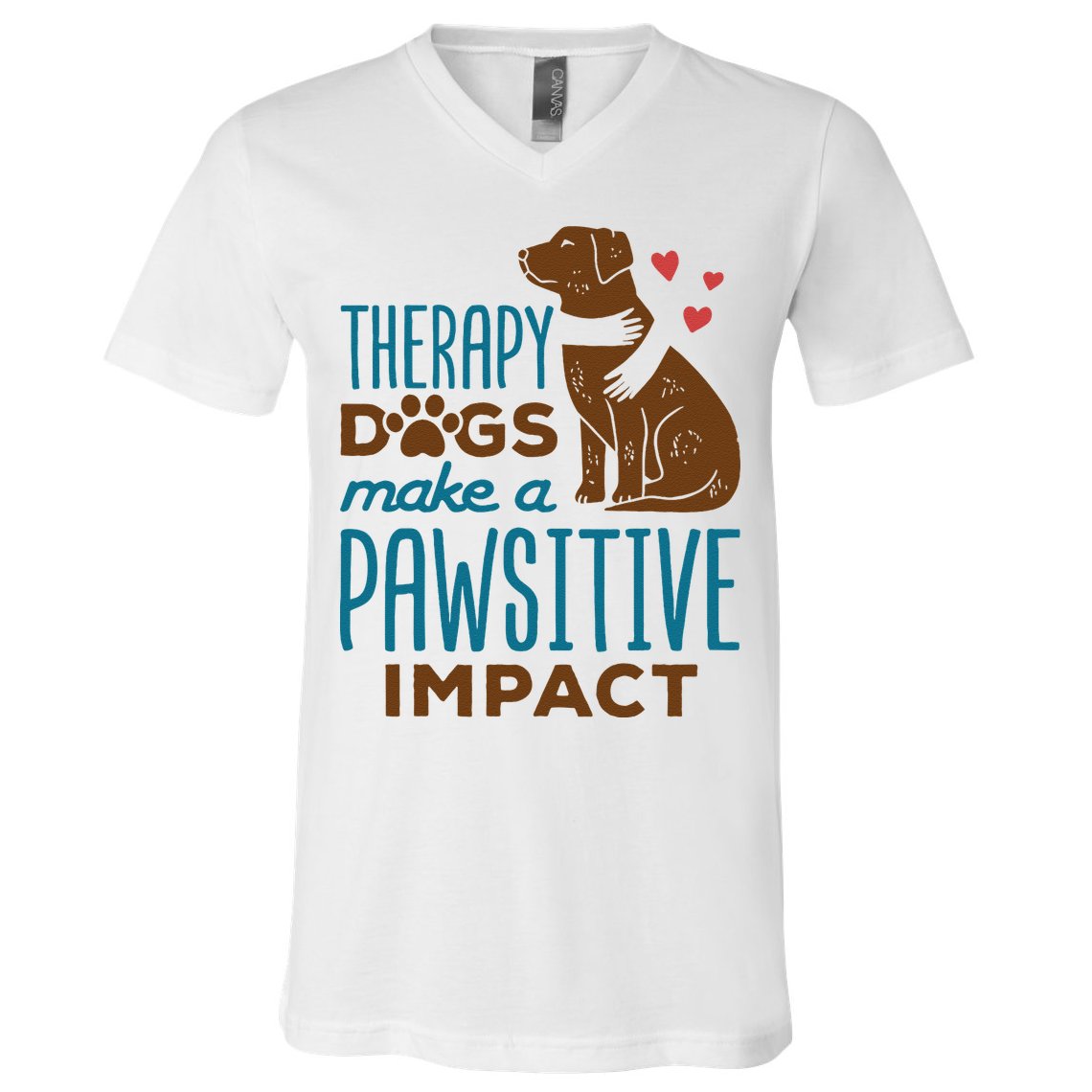 Cute Therapy Dogs Make A Pawsitive Impact Therapy Dog Team V-Neck T-Shirt