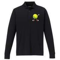 Cute Tennis Design Tennis Player Racket Sport Performance Long Sleeve Polo