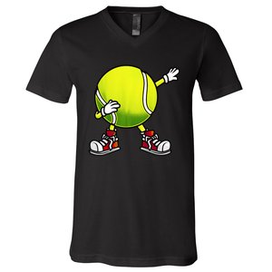 Cute Tennis Design Tennis Player Racket Sport V-Neck T-Shirt