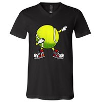 Cute Tennis Design Tennis Player Racket Sport V-Neck T-Shirt