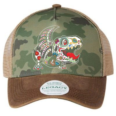 Calavera TRex Dia De Los Muertos Dinosaur Halloween Legacy Tie Dye Trucker Hat