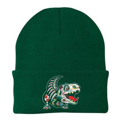 Calavera TRex Dia De Los Muertos Dinosaur Halloween Knit Cap Winter Beanie