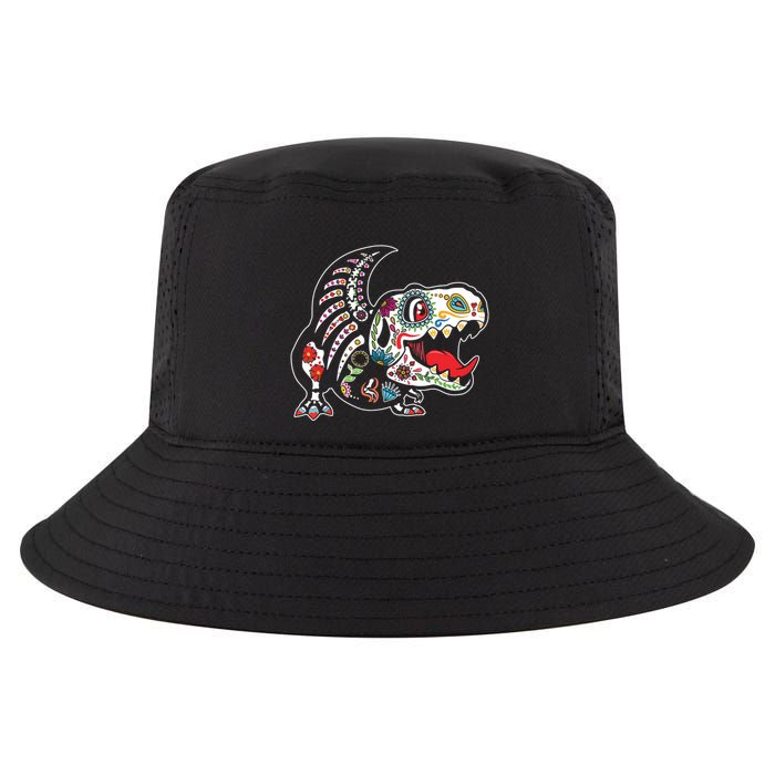 Calavera TRex Dia De Los Muertos Dinosaur Halloween Cool Comfort Performance Bucket Hat