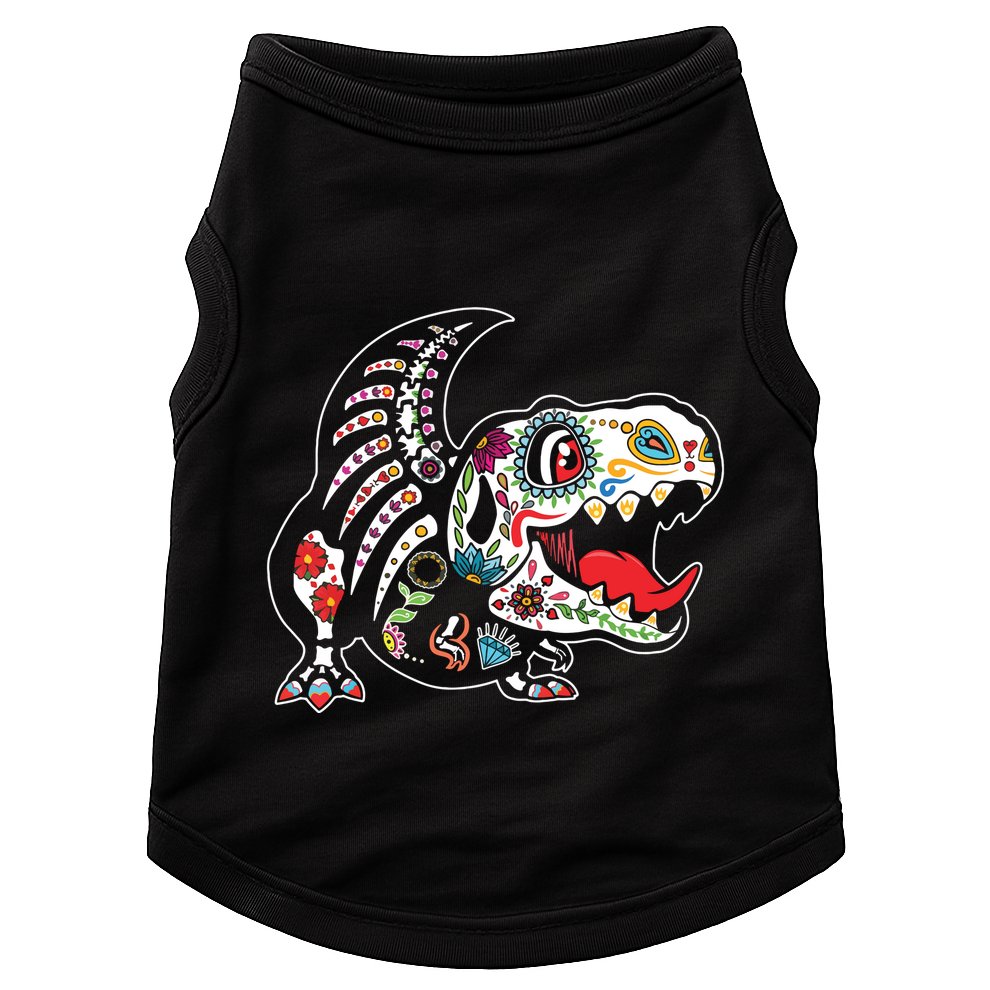 Calavera TRex Dia De Los Muertos Dinosaur Halloween Doggie Tank