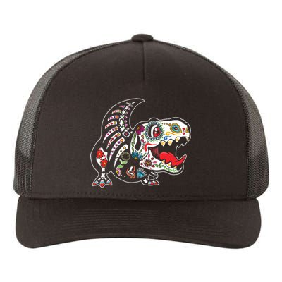 Calavera TRex Dia De Los Muertos Dinosaur Halloween Yupoong Adult 5-Panel Trucker Hat