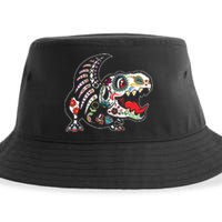 Calavera TRex Dia De Los Muertos Dinosaur Halloween Sustainable Bucket Hat