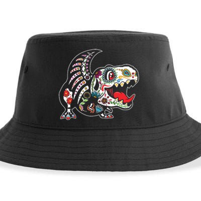 Calavera TRex Dia De Los Muertos Dinosaur Halloween Sustainable Bucket Hat