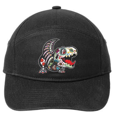 Calavera TRex Dia De Los Muertos Dinosaur Halloween 7-Panel Snapback Hat