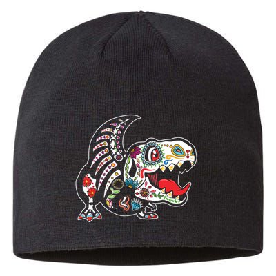 Calavera TRex Dia De Los Muertos Dinosaur Halloween Sustainable Beanie