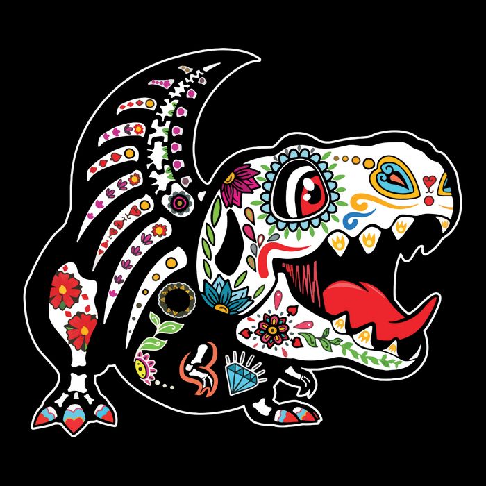 Calavera TRex Dia De Los Muertos Dinosaur Halloween 16 in Basic Backpack