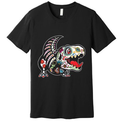 Calavera TRex Dia De Los Muertos Dinosaur Halloween Premium T-Shirt