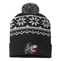 Calavera TRex Dia De Los Muertos Dinosaur Halloween USA-Made Snowflake Beanie