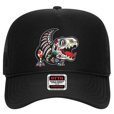 Calavera TRex Dia De Los Muertos Dinosaur Halloween Trucker Hat