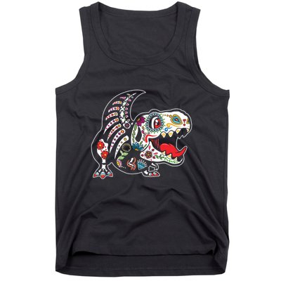 Calavera TRex Dia De Los Muertos Dinosaur Halloween Tank Top