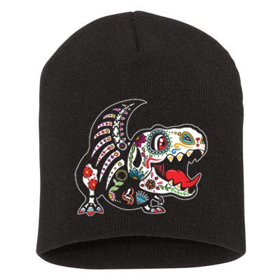 Calavera TRex Dia De Los Muertos Dinosaur Halloween Short Acrylic Beanie