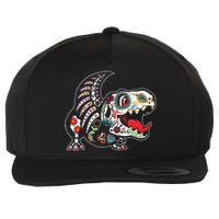 Calavera TRex Dia De Los Muertos Dinosaur Halloween Wool Snapback Cap