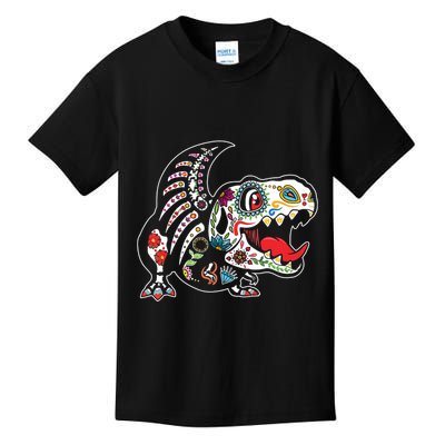 Calavera TRex Dia De Los Muertos Dinosaur Halloween Kids T-Shirt
